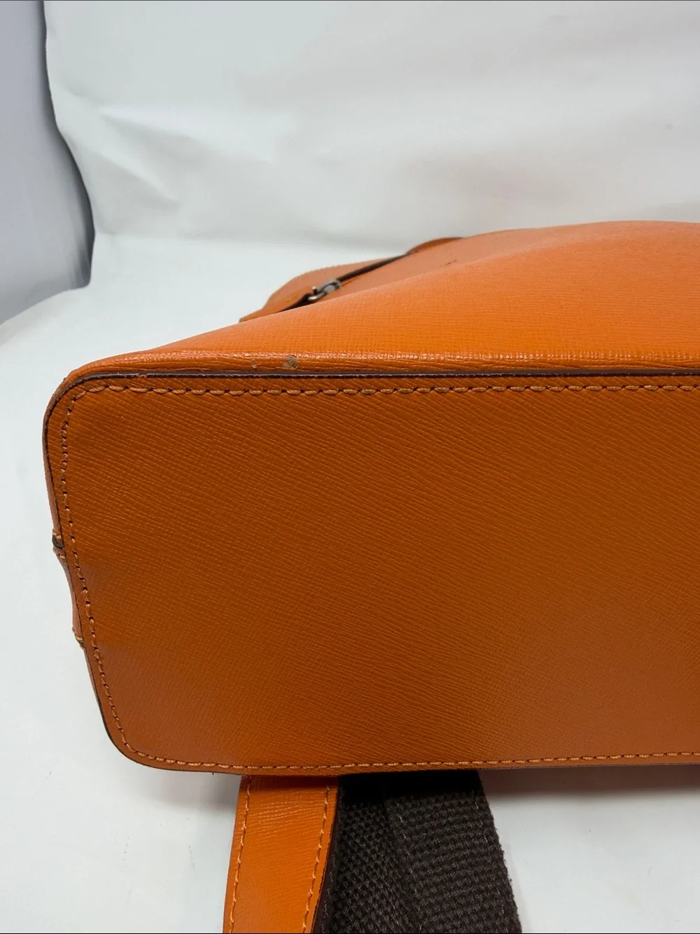 Jack Georges Bright Orange Leather Backpack with Front Zip Pocket